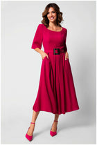 Valentina Belted A-Line Midi Dress
