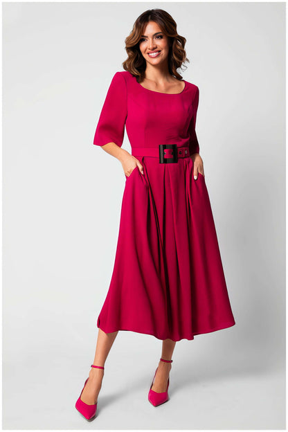 Valentina Belted A-Line Midi Dress
