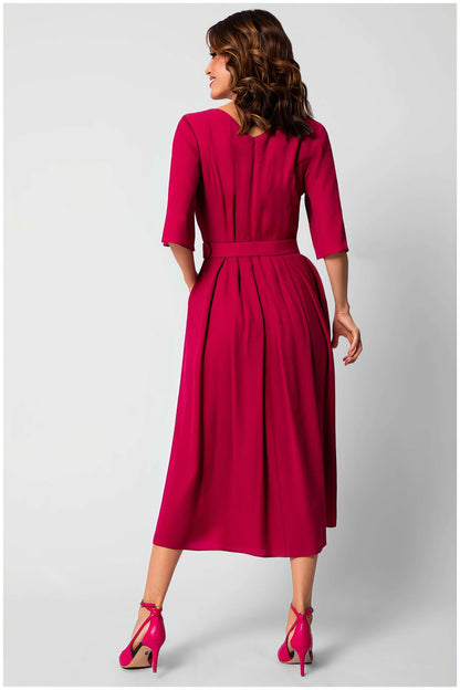 Valentina Belted A-Line Midi Dress
