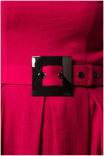 Valentina Belted A-Line Midi Dress
