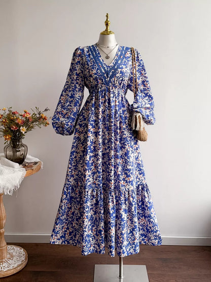 Violet Floral Maxi Dress with Flutter Sleeves