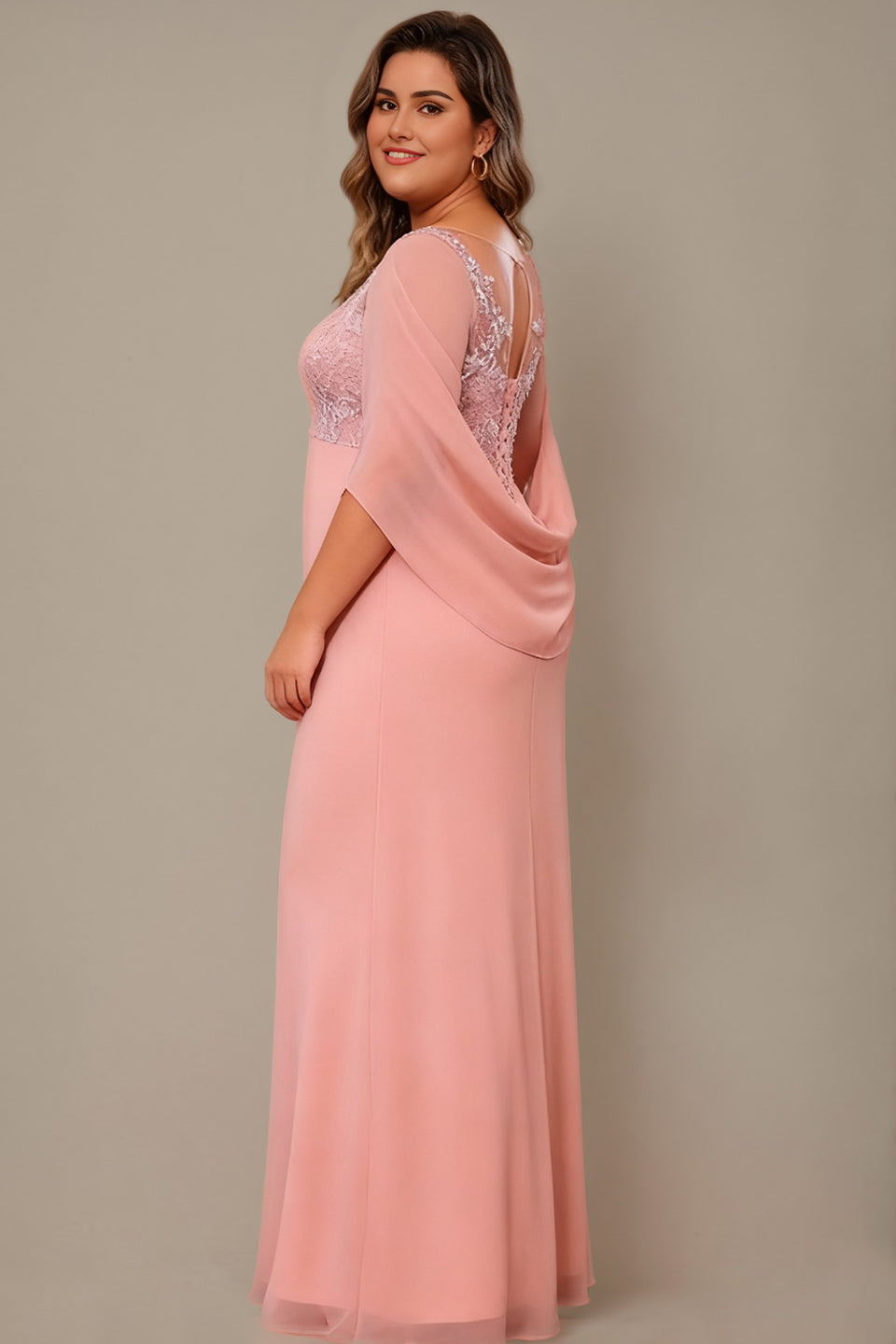 Arabella Floral Appliqué Cape Maxi Dress