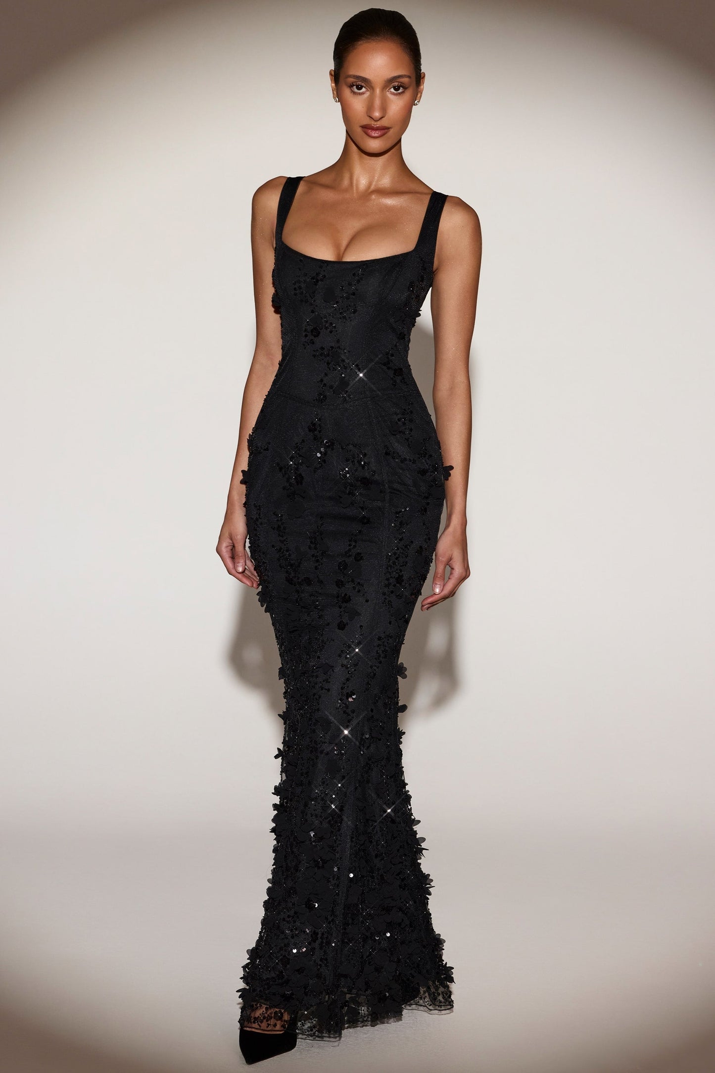 Celestine Appliqué Corset Gown in Blush