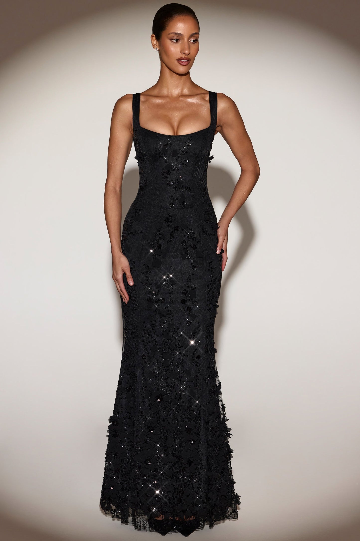 Celestine Appliqué Corset Gown in Blush