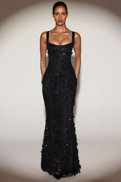 Celestine Appliqué Corset Gown in Blush