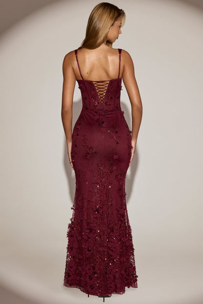 Celestine Appliqué Corset Gown in Blush