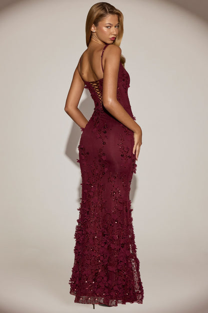 Celestine Appliqué Corset Gown in Blush