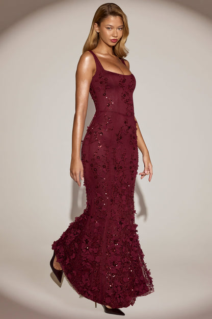 Celestine Appliqué Corset Gown in Blush