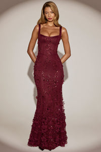 Scoop Corset Gown in Wine Red
