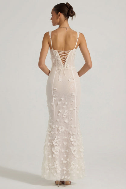 Celestine Appliqué Corset Gown in Blush