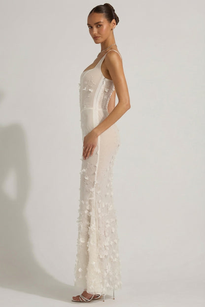 Celestine Appliqué Corset Gown in Blush