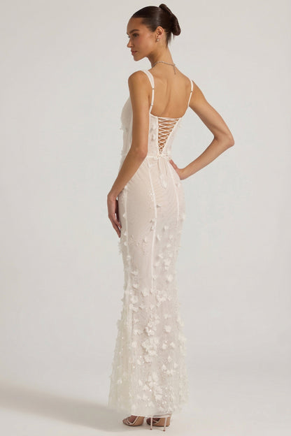 Celestine Appliqué Corset Gown in Blush