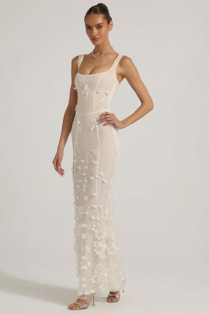 Celestine Appliqué Corset Gown in Blush