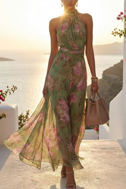 Isadora Floral Halter Maxi Dress