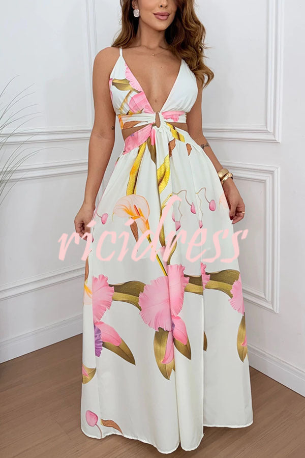 Seinah Floral Lace-Up Maxi Dress