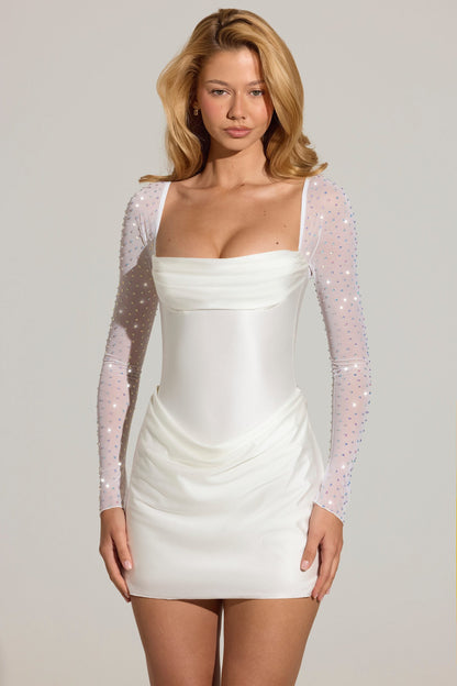 Clemmie Draped Mini Dress in Blush Pink