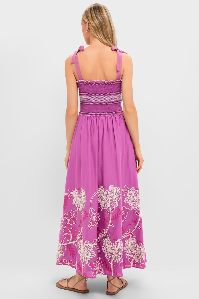 Scarlett Embroidered Sundress in Hibiscus Pink
