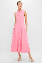 Risa Cowl Neck Gown in Bubblegum Pink