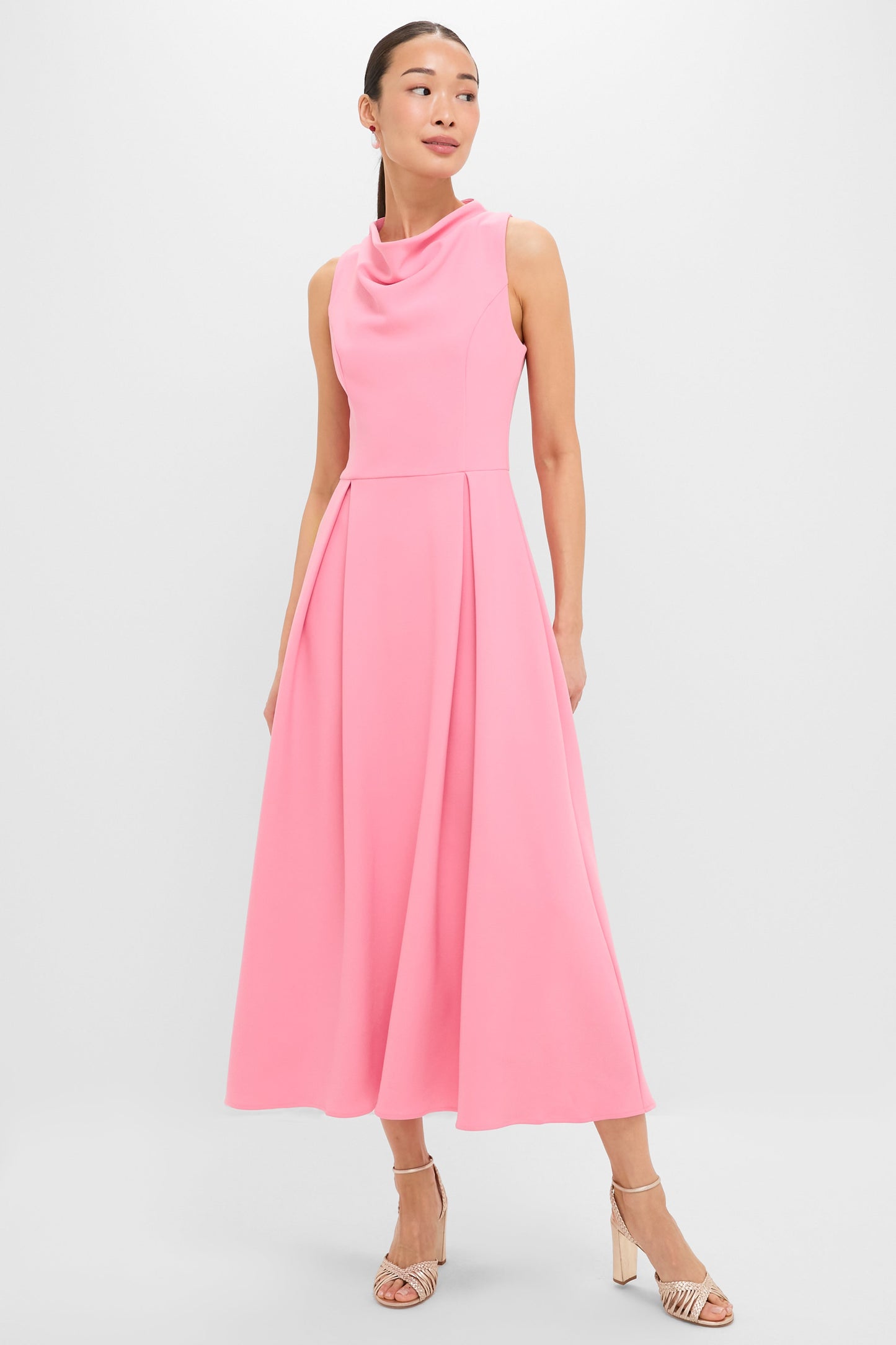 Risa Cowl Neck Gown in Bubblegum Pink