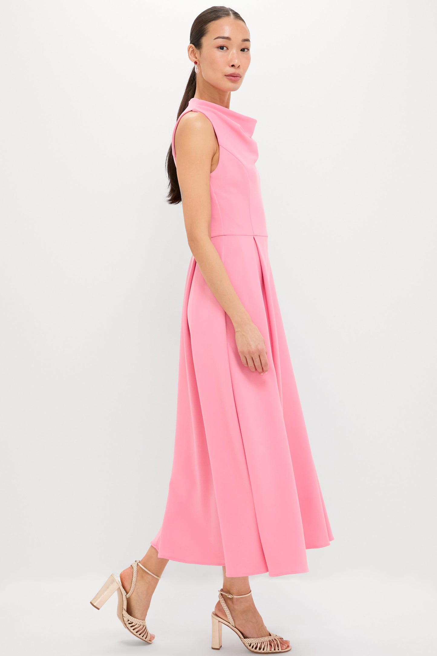 Risa Cowl Neck Gown in Bubblegum Pink