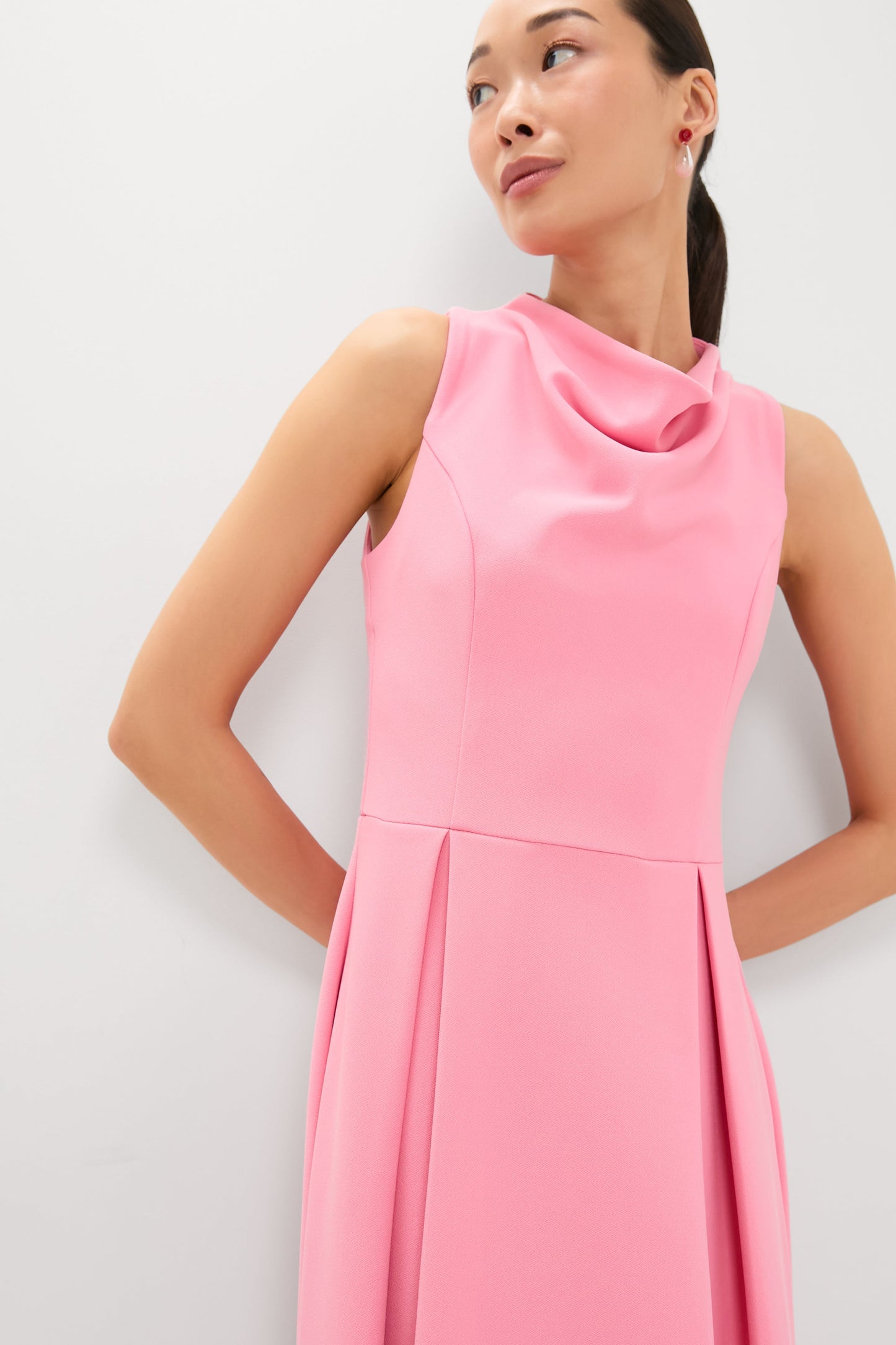 Risa Cowl Neck Gown in Bubblegum Pink