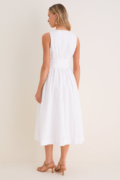 Marilyn Lace-Up Midi Dress in Ivory