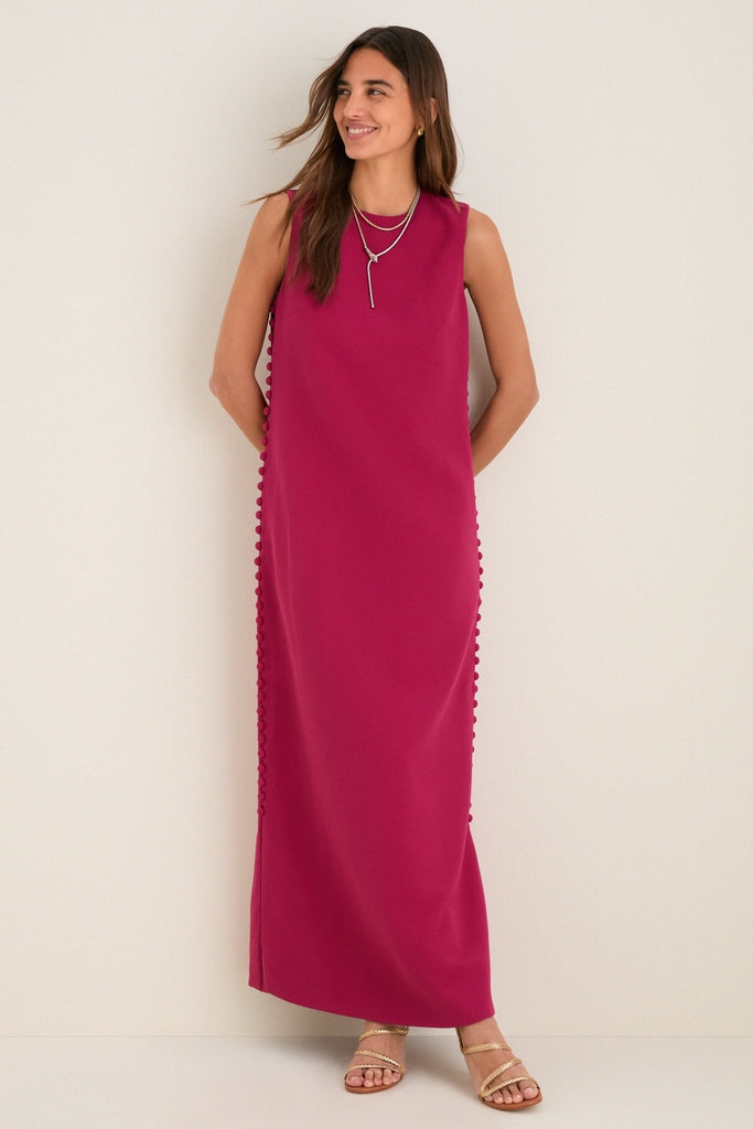 Camille Crepe Maxi Dress in Raspberry