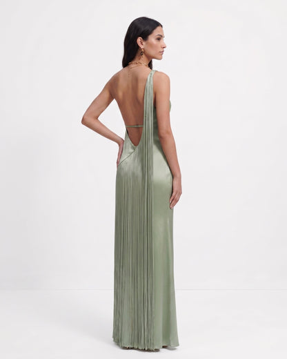 Isabelle One-Shoulder Fringe Maxi Dress