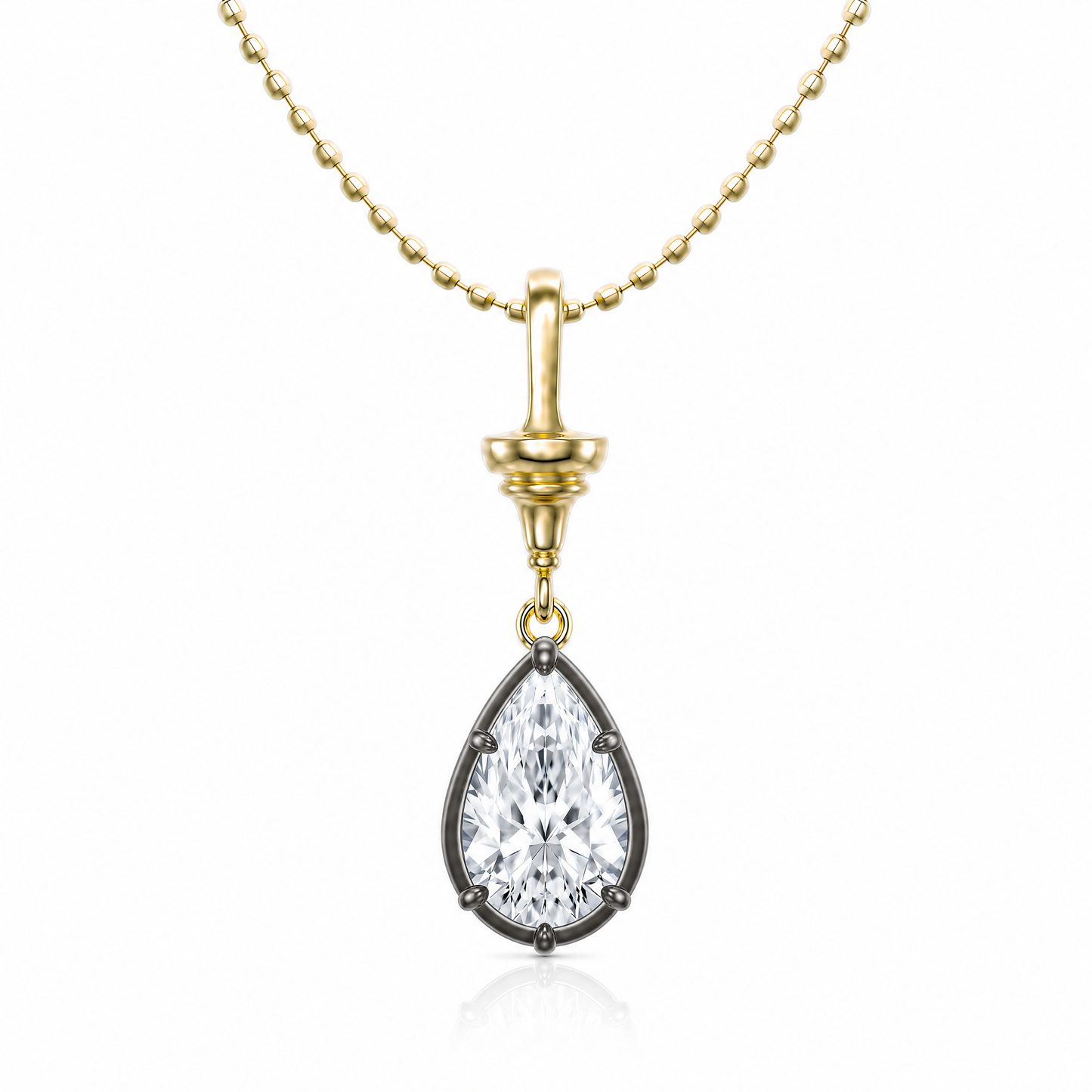 2.4ct Drop-Shaped Diamond Black Gold Necklace