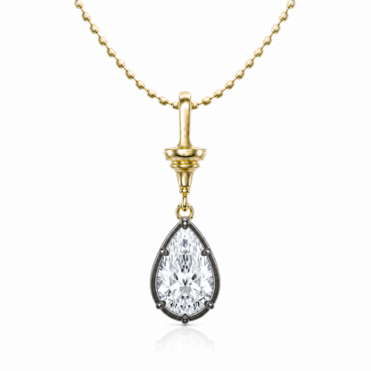 2.4ct Drop-Shaped Diamond Black Gold Necklace
