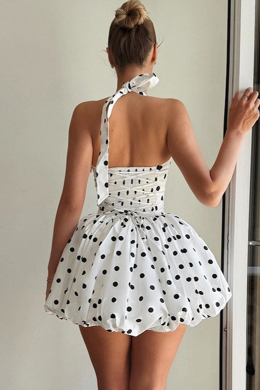 Margot Polka Dot Halter Mini Dress