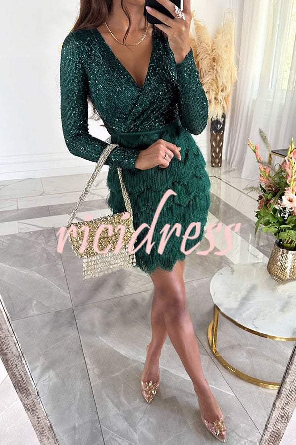 Vivienne Sequin Fringe Mini Dress