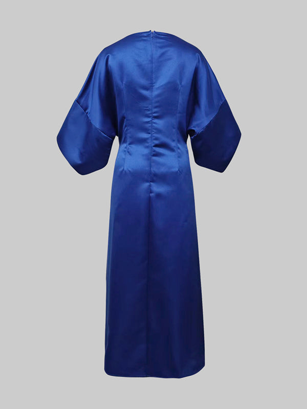 Margot Pleated Asymmetric Maxi Dress