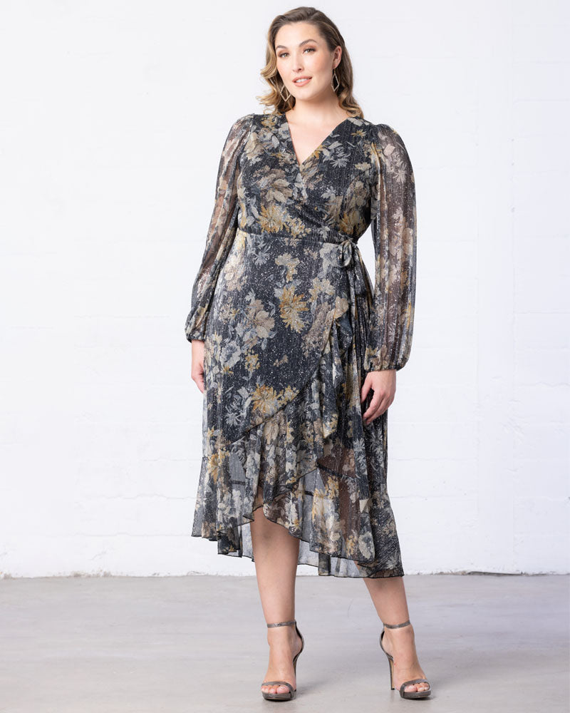 Celestine Metallic High-Low Cocktail Dress
