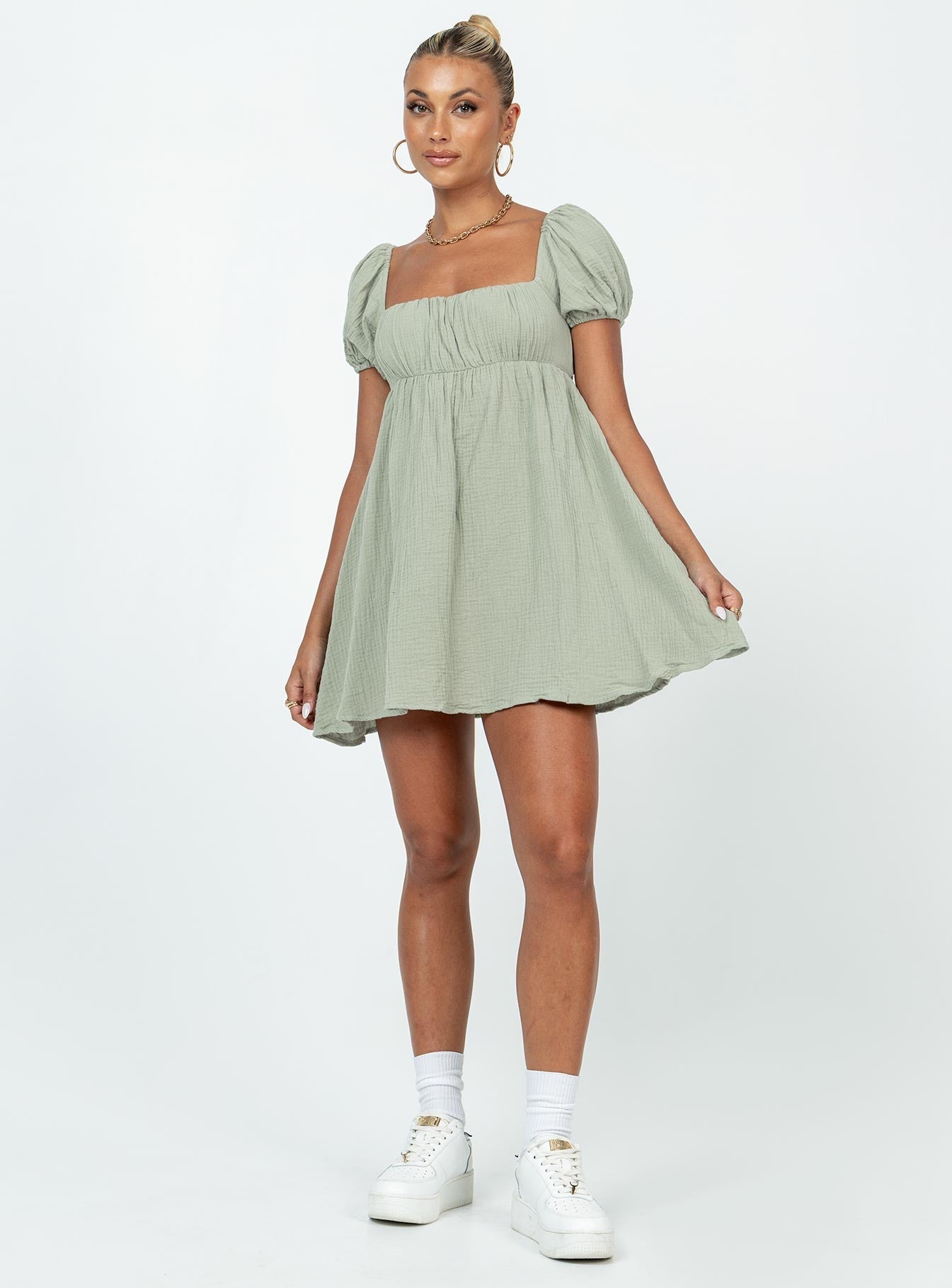Valentina Silk Mini Dress in Sage