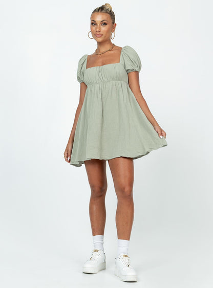 Valentina Silk Mini Dress in Sage
