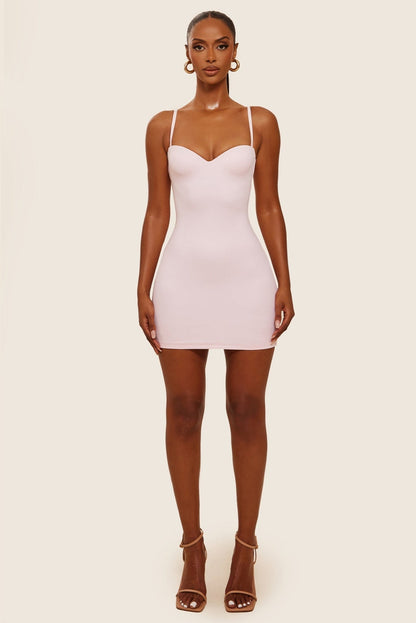 Evangeline Sculpted Mini Dress in Blush