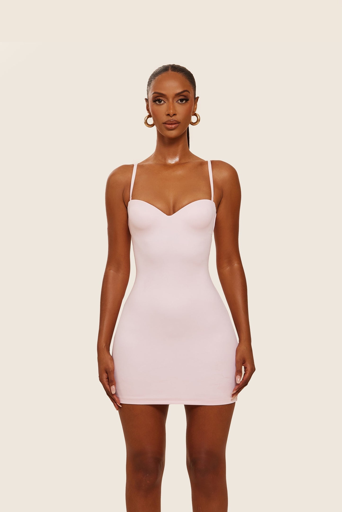 Evangeline Sculpted Mini Dress in Blush
