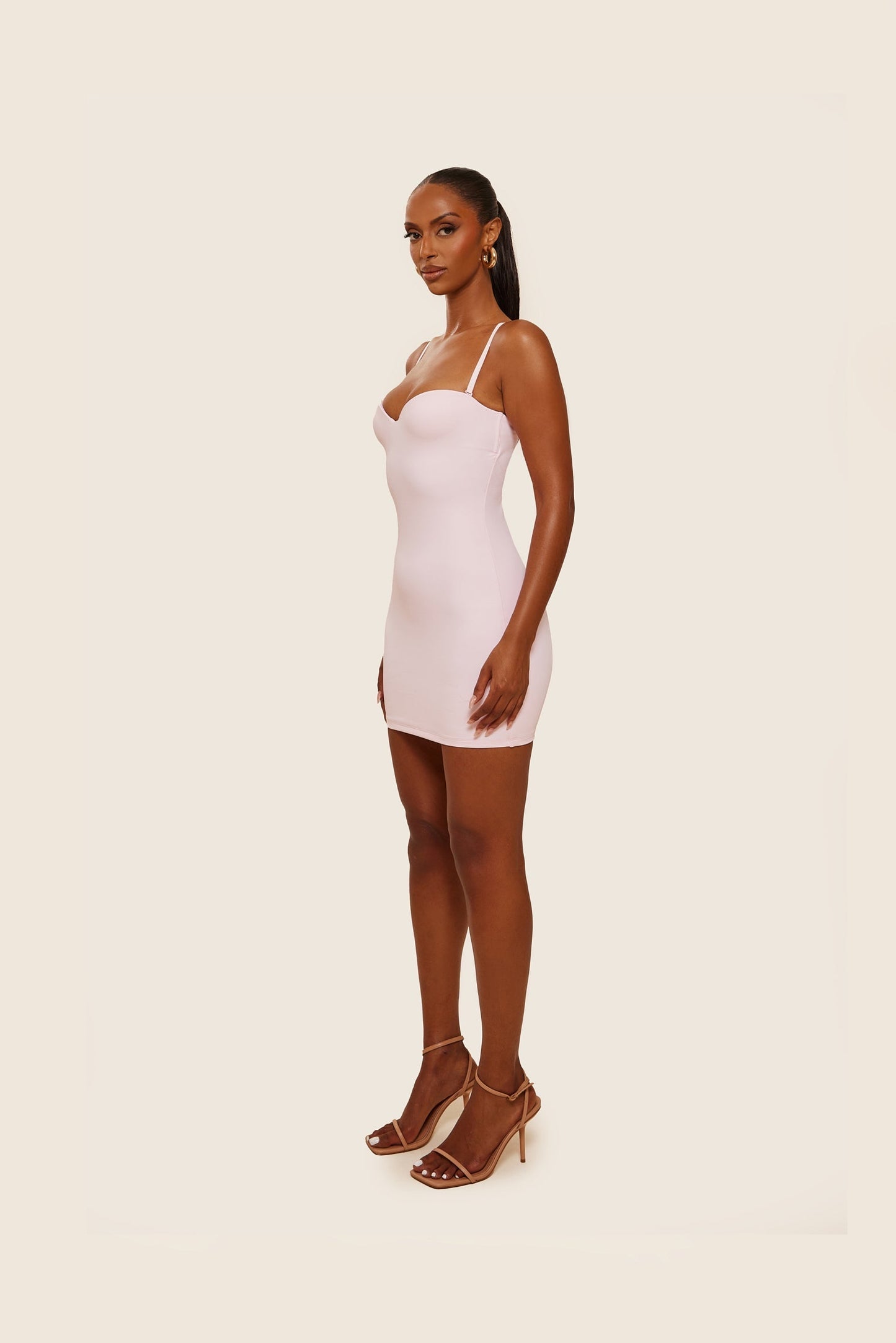 Evangeline Sculpted Mini Dress in Blush