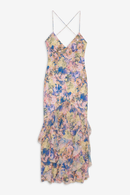 Elea Pink Satin Maxi Dress