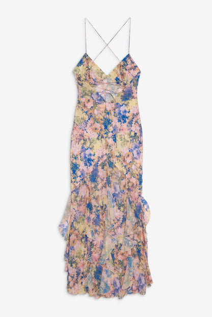 Elea Pink Satin Maxi Dress
