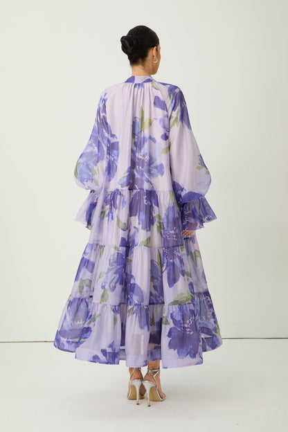 Rowan Floral Tiered Maxi Dress in Amethyst