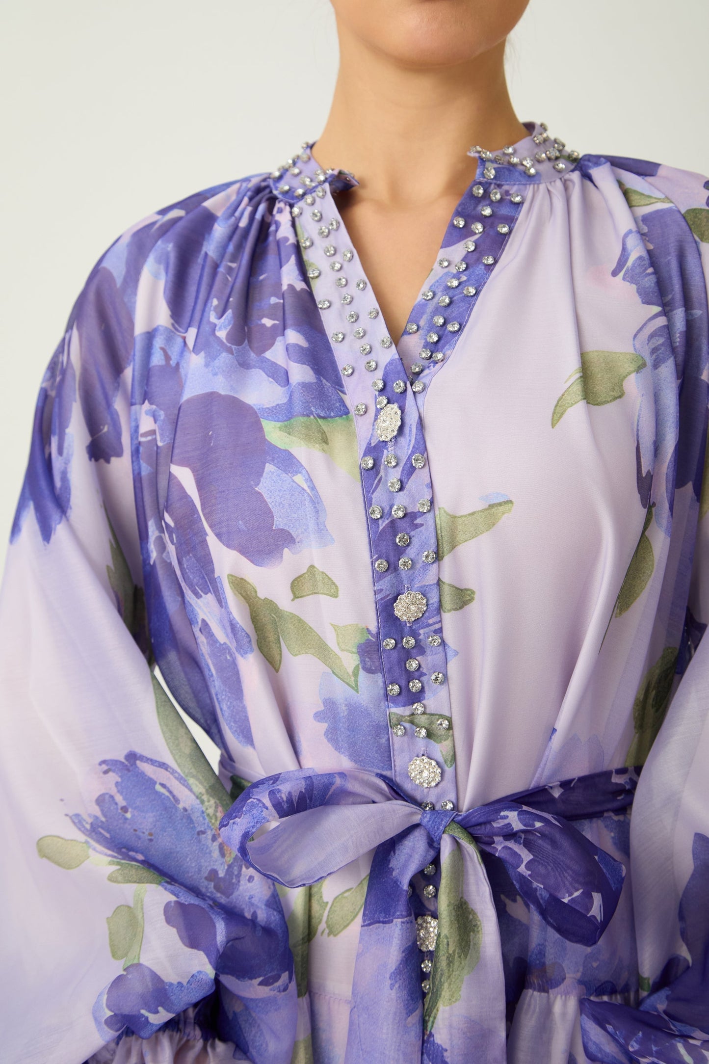 Rowan Floral Tiered Maxi Dress in Amethyst