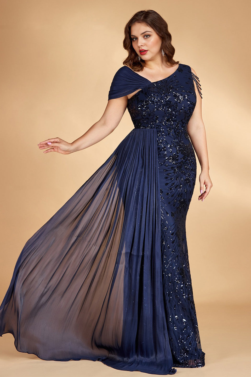 Celeste One-Shoulder Beaded Maxi Dress