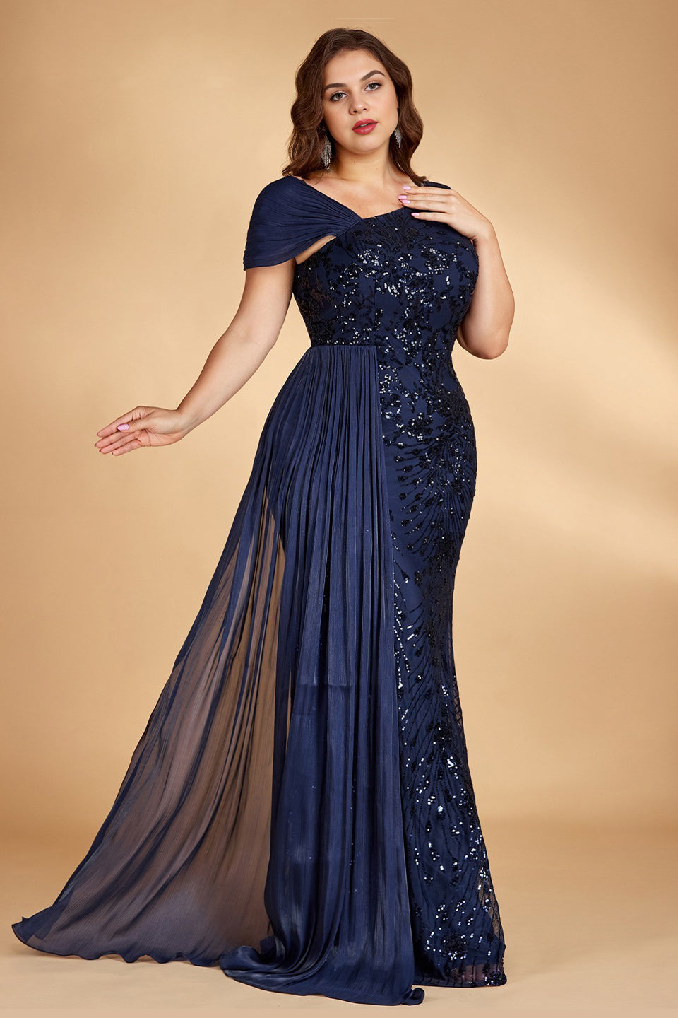 Celeste One-Shoulder Beaded Maxi Dress