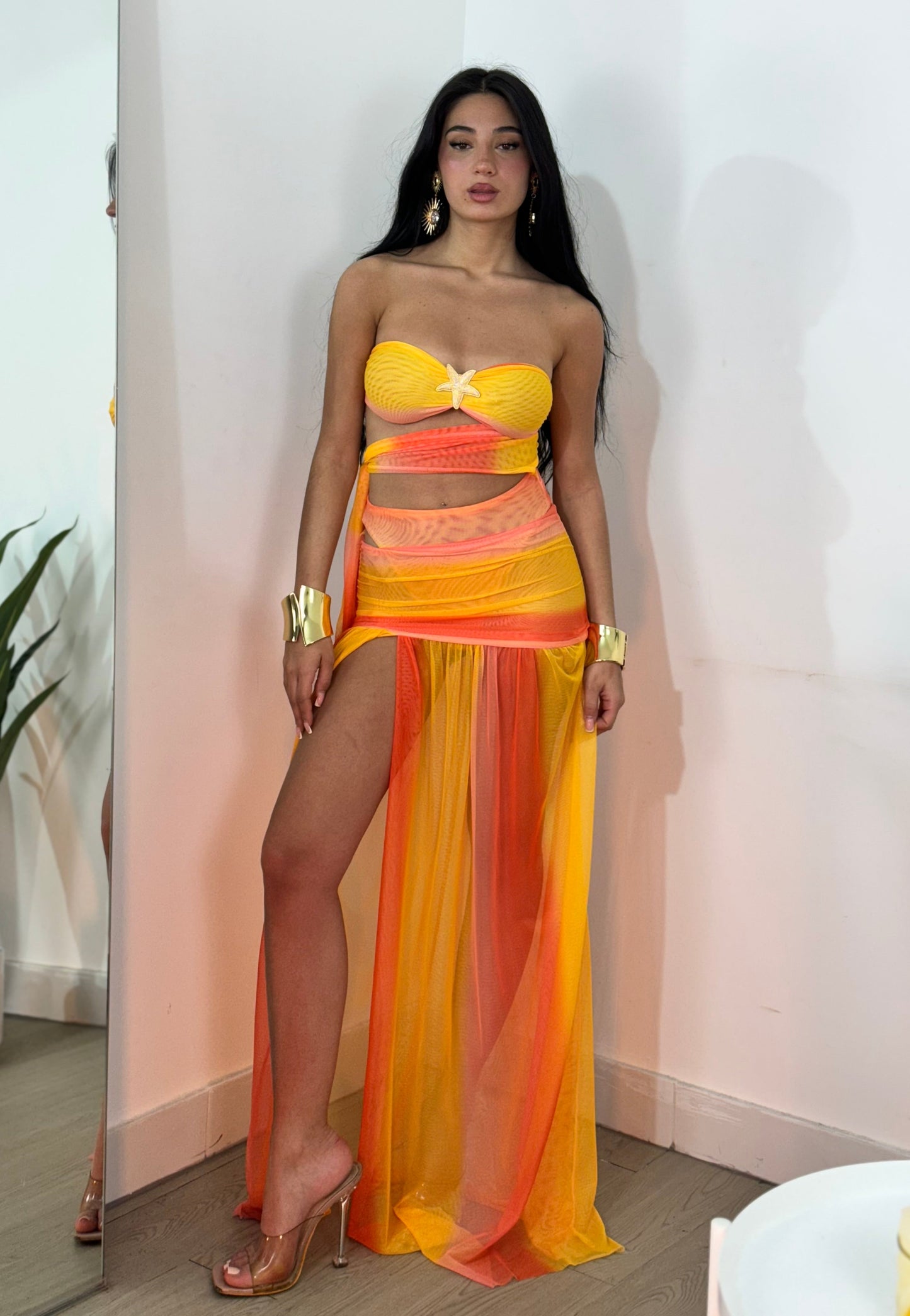 Talia Mesh Set Maxi Dress