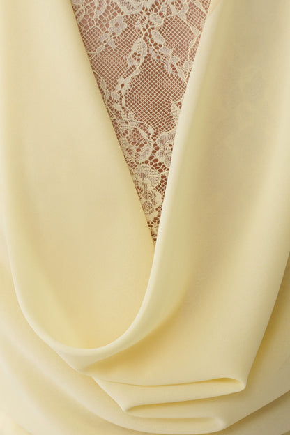 Arra Chiffon & Lace Halter Maxi Dress in Plum