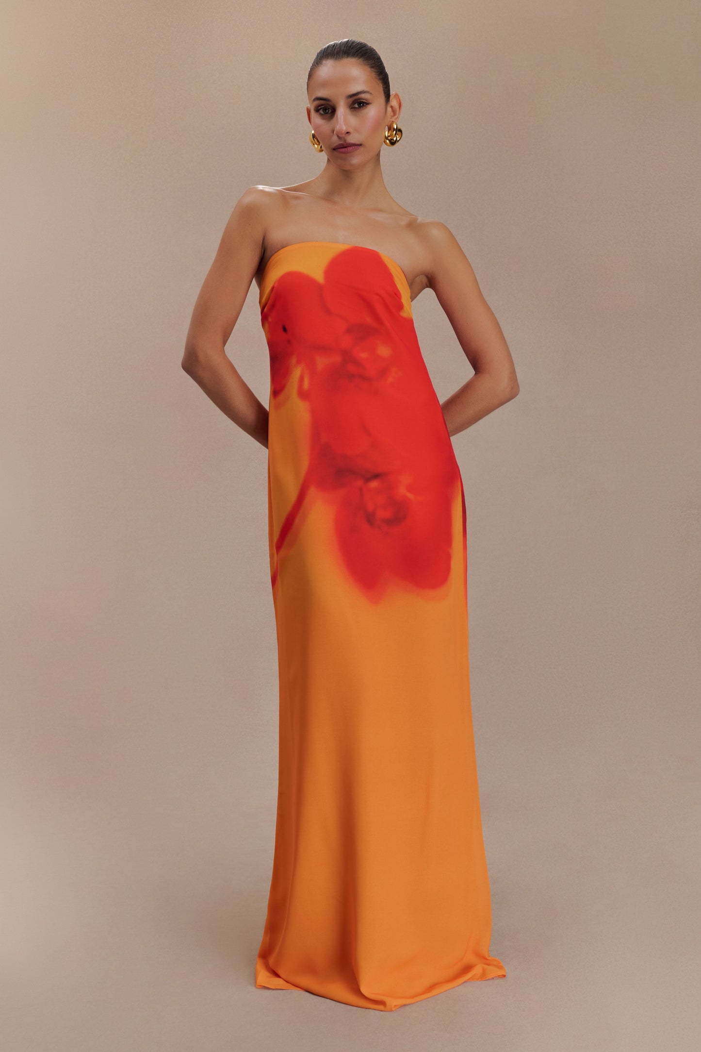 Amaya Strapless Chiffon Maxi Dress