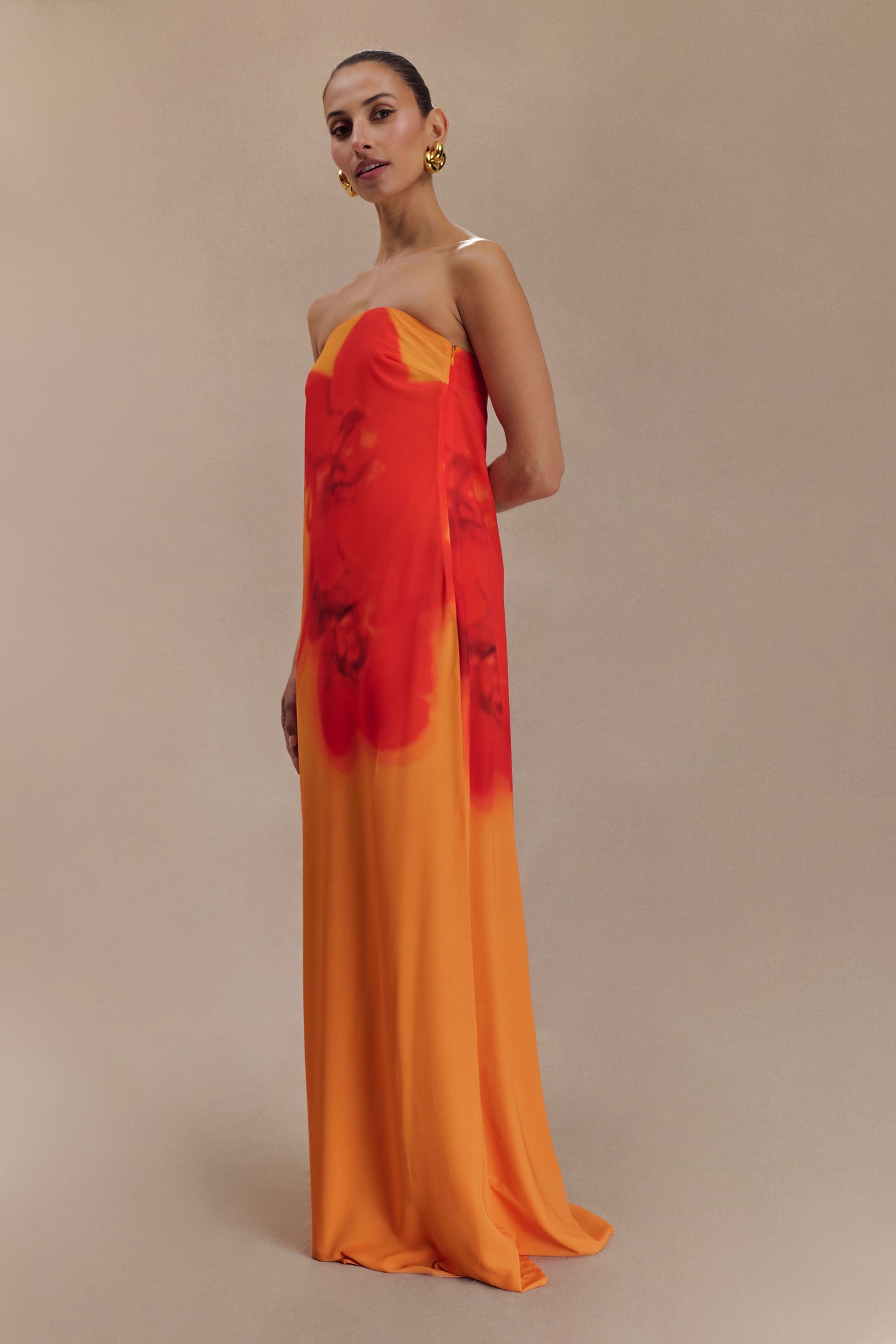 Amaya Strapless Chiffon Maxi Dress