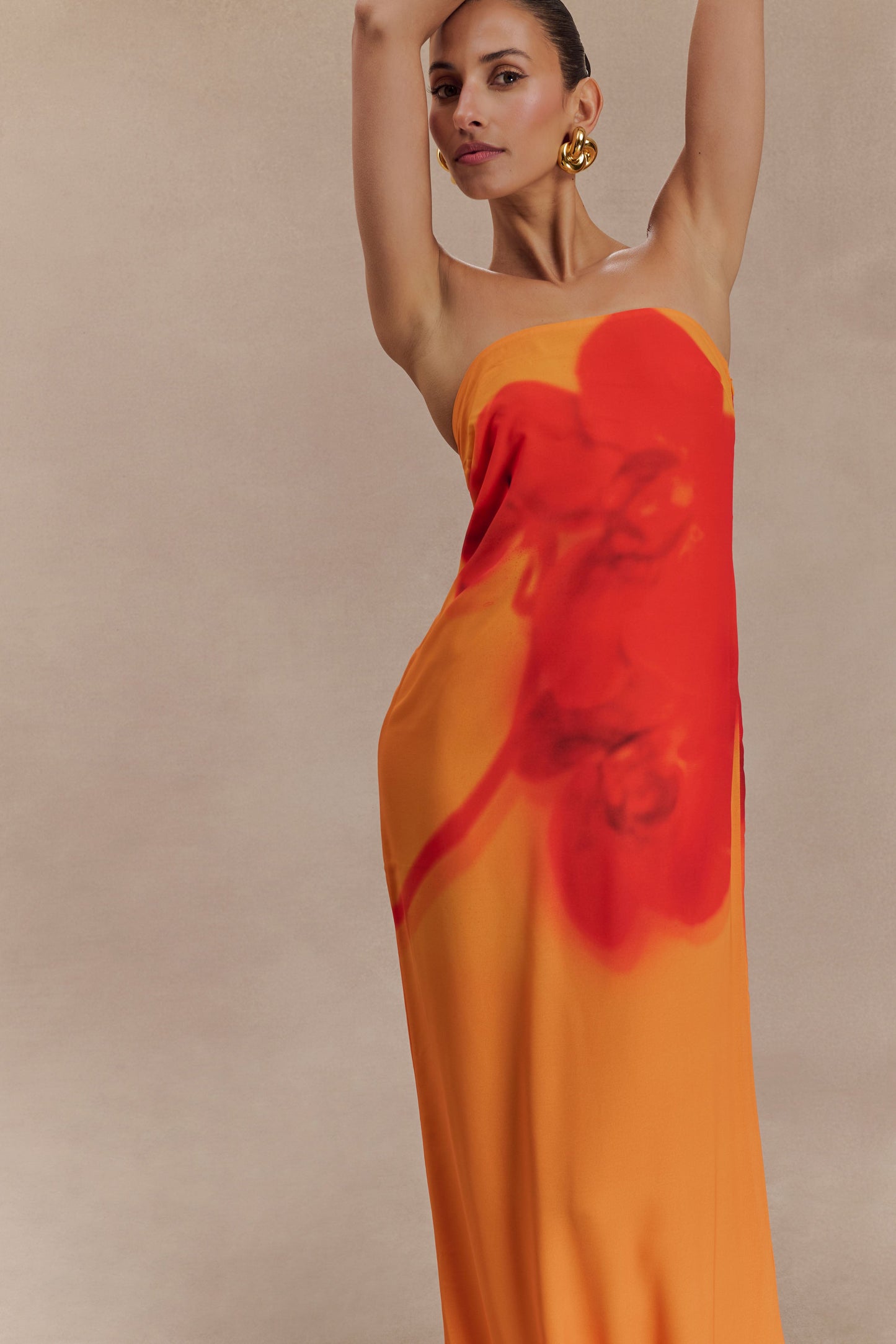 Amaya Strapless Chiffon Maxi Dress